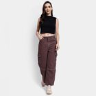 Ladies' 100% Cotton Jeans, Maroon, small image number null