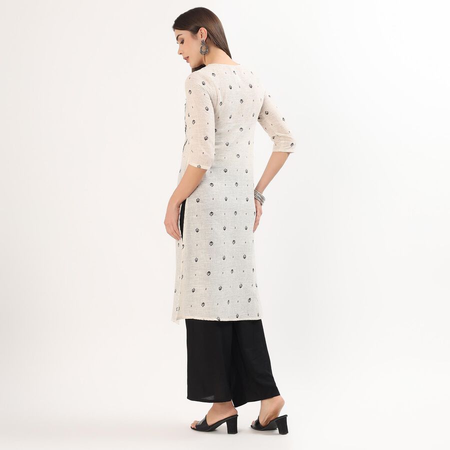 Women's Black Cotton Round Neck Solid Kurta, Black, large