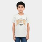 Boys Ecru Melange Crew Neck Regular Boys T-Shirt, Ecru Melange, small