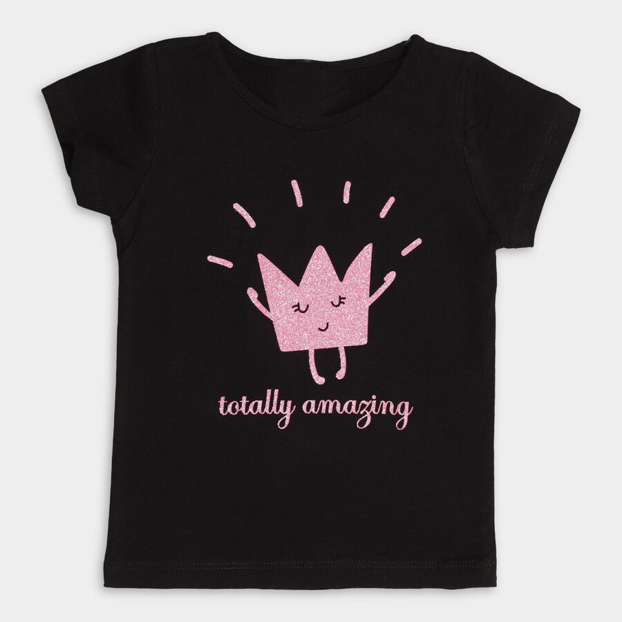 Girls' 100% Cotton T-Shirt , काला, large image number null