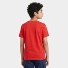 Boys Red Round Neck Regular Boys T-Shirt, लाल, small