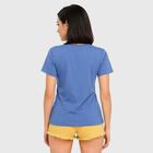 Women Blue Round Neck Regular T-Shirt, नीला, small