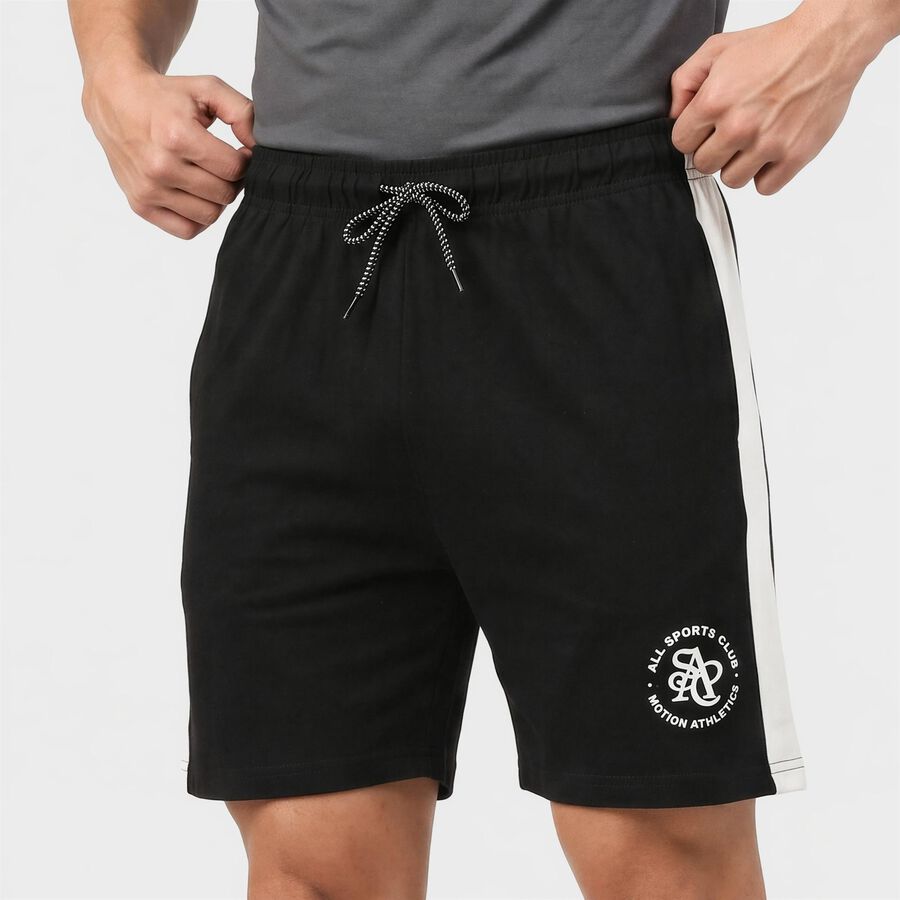 Men's Black Regular Fit Side-Panel Bermuda Shorts, Black, large