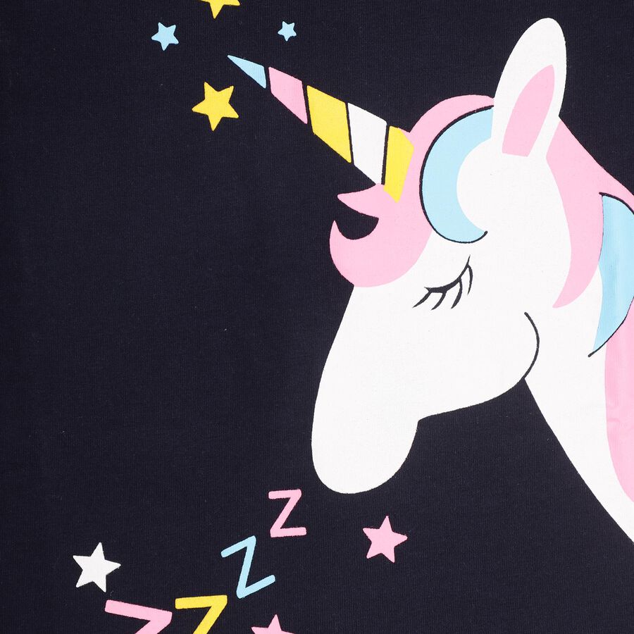 Girls' 100% Cotton Night Suit , नेवी ब्लू, large image number null