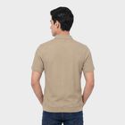 Men's Beige Collared Polo Collared Half Sleeves T-Shirt, गहरा पीला, small