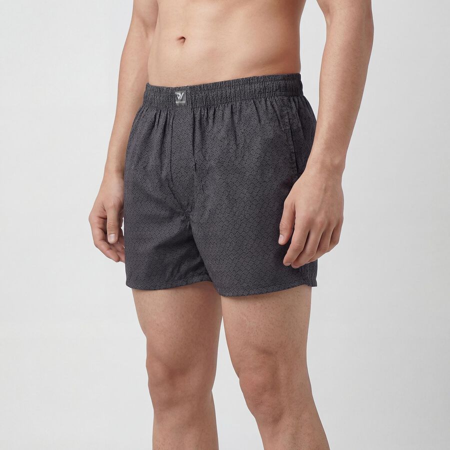 Men's Dark Grey Regular Fit Solid Boxers, गहरा ग्रे, large