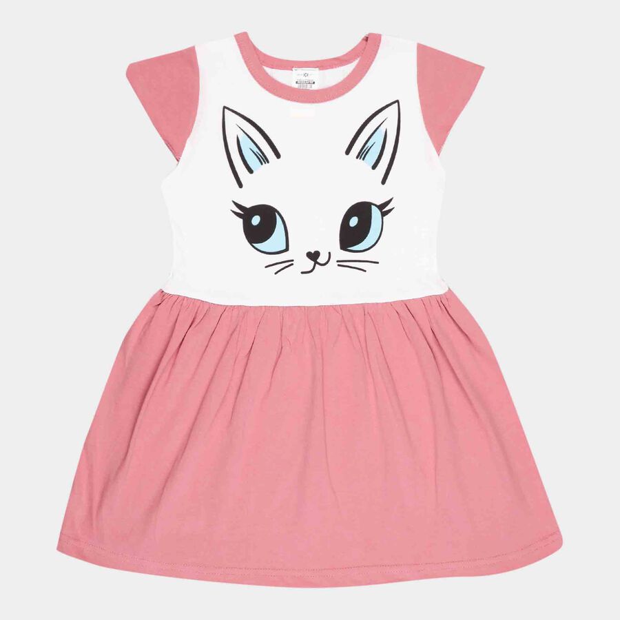 Girls Solid Frock, Light Pink, large image number null