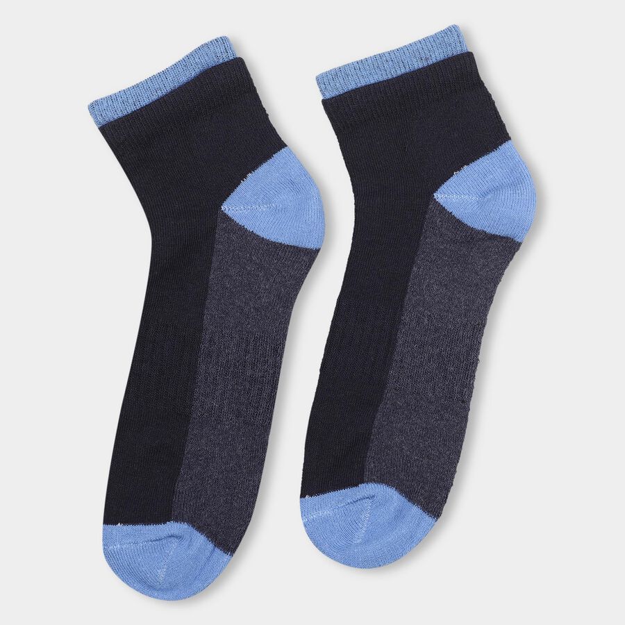 Men's Color-Blocked Sports Socks, काला, large image number null