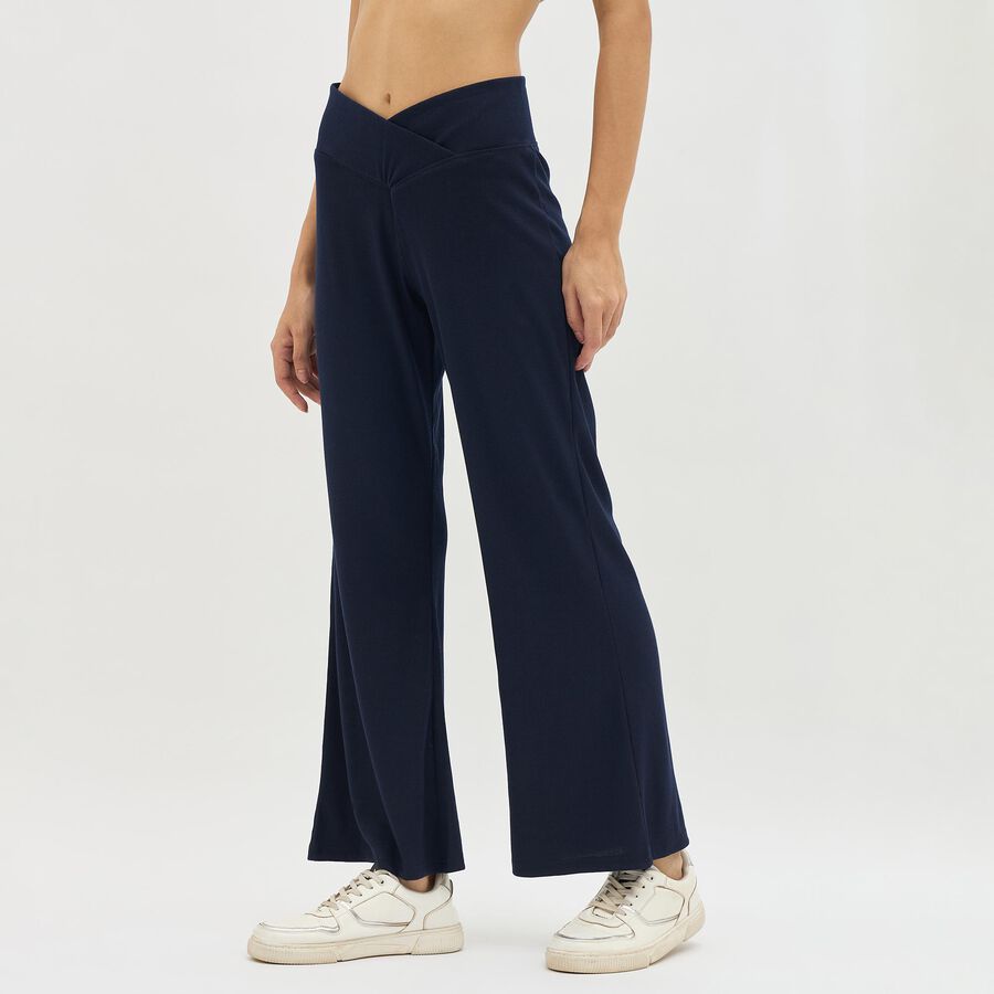Women's Deep Navy Blue Solid Crossover Waist Pyjama, Navy Blue, large image number null