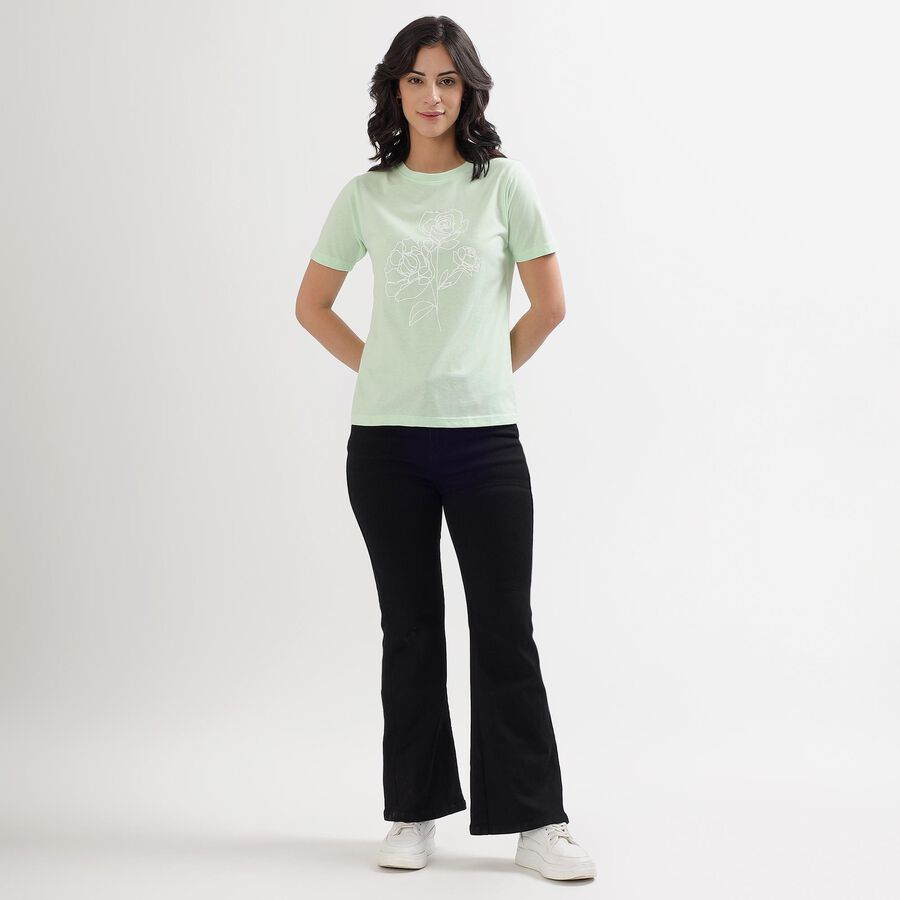 Women's Mint Green Round Neck T-Shirt, हल्का हरा, large image number null
