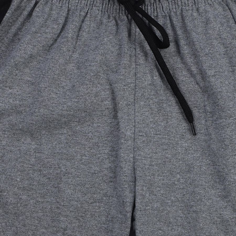 Boys Melange Mid Grey Regular Fit Printed Bermuda Shorts, Melange Mid Grey, large