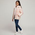 Girls' Light Iridescent Pink Hooded Casual Jacket, Light Pink, small image number null