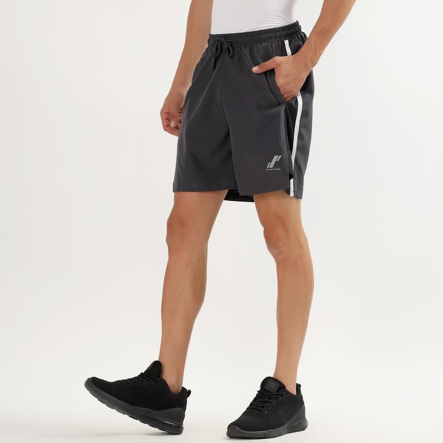 Men's Charcoal Grey Regular Fit Placement Printed Bermuda Shorts, Dark Grey, large image number null
