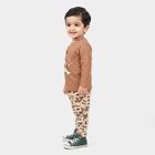 Infants' Beige 100% Cotton Round Neck Graphic Print Baba Suit, Beige, small