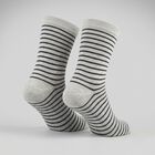 Women's Grey Regular Fit Striped Pack of 1 Socks, गहरा ग्रे, small