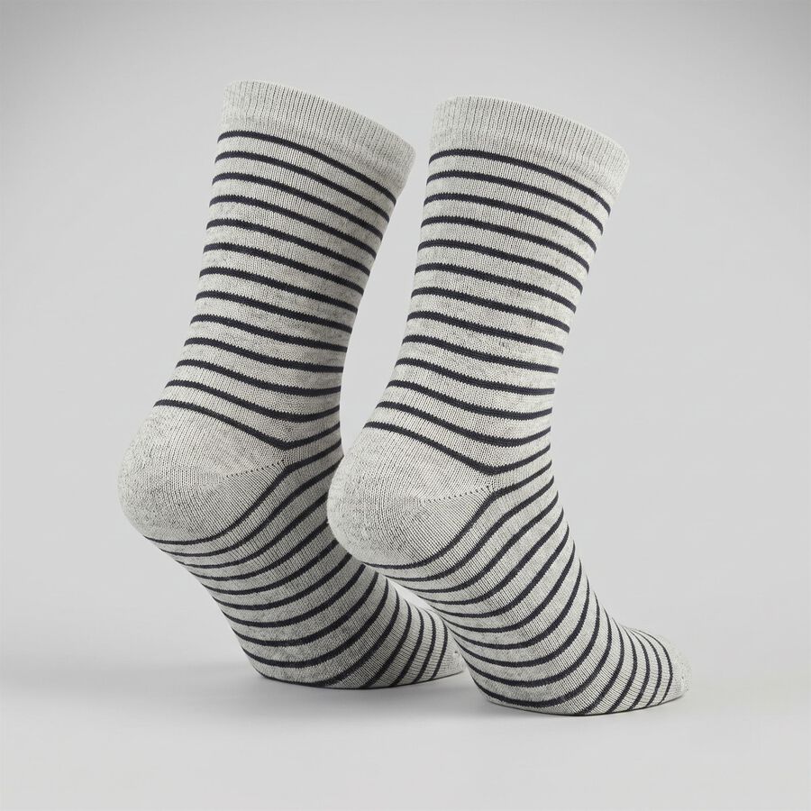 Women's Grey Regular Fit Striped Pack of 1 Socks, गहरा ग्रे, large