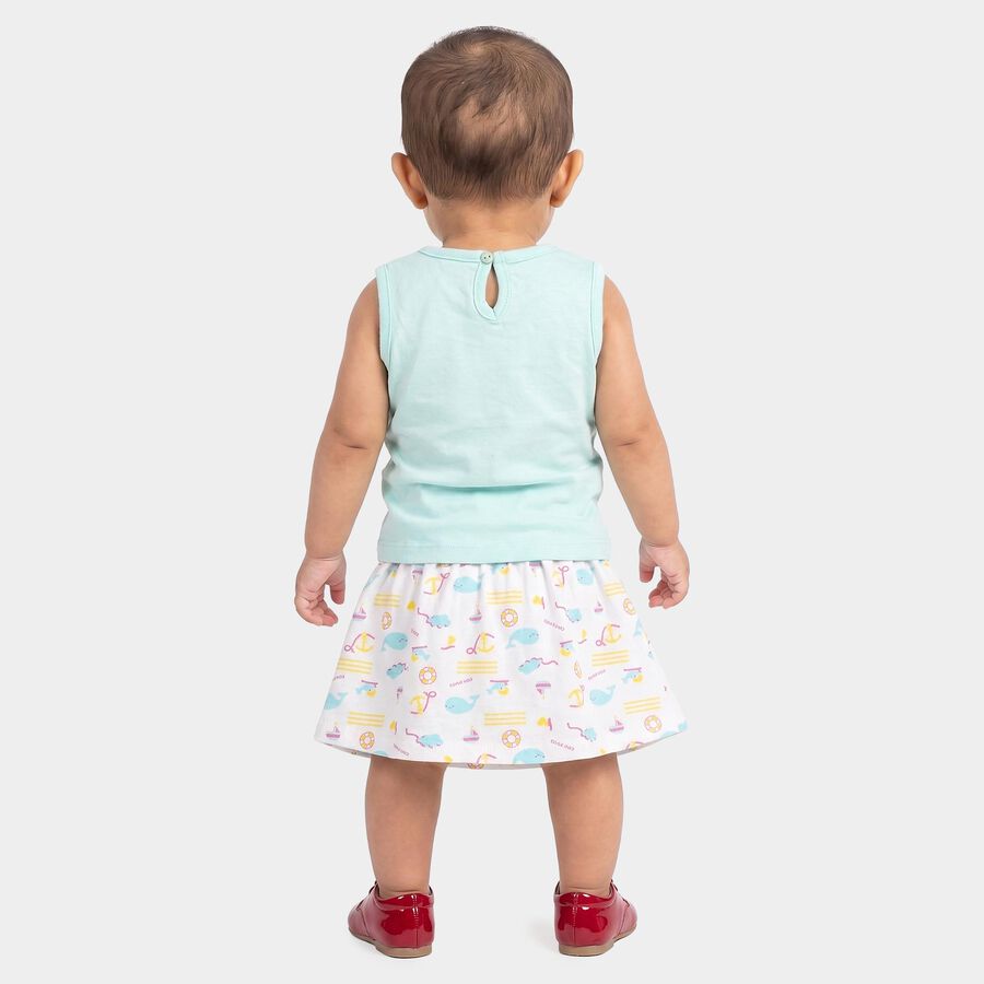 Infants Aqua Round Neck Top Skirt Set Upper and Bottom Set, Aqua, large