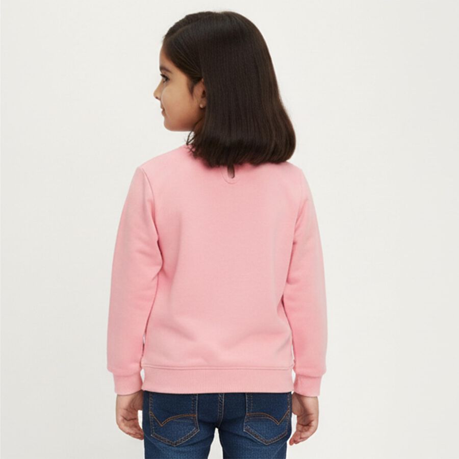 Girls Light Pink Ruffle Collar Casual Sweatshirt, Pink, large image number null