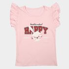 Girls Pink Cotton Round Neck Regular T-Shirt, Light Pink, small