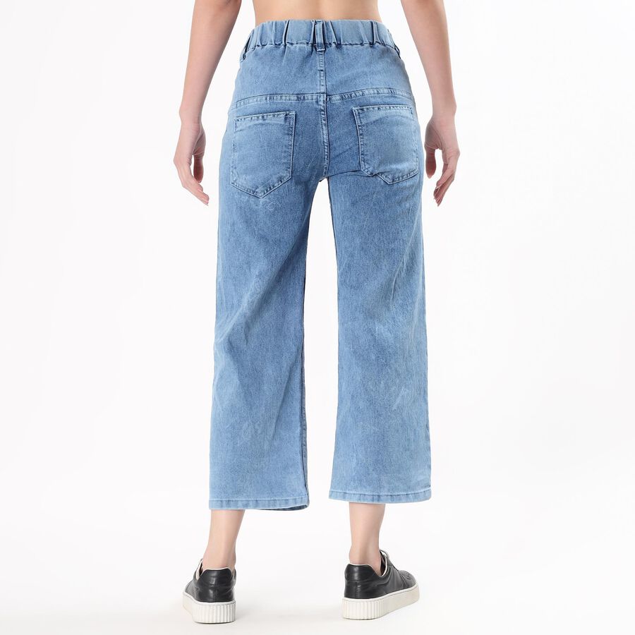 Women's Light Blue Wide Leg High Waist Jeans, Mid Blue, large
