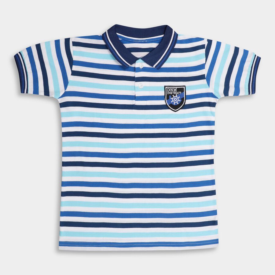 Boys' 100% Cotton Half Sleeves T-Shirt , नेवी ब्लू, large image number null