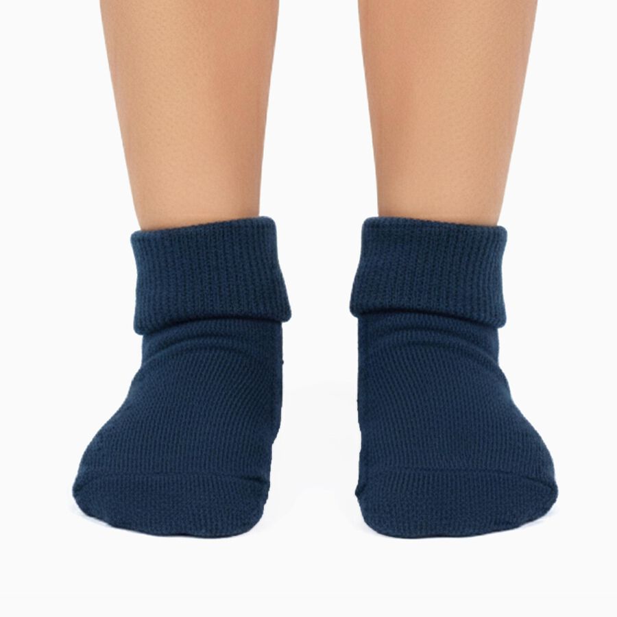 Infants Navy and Blue Regular Fit Ribbed Style Pack of 2 Socks, हल्का नीला, large image number null
