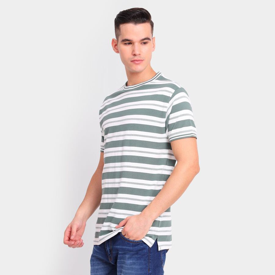 Men's 100% Cotton Round Neck Half Sleeves T-Shirt, गहरा हरा, large image number null