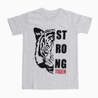 Boys Light Grey Round Neck Casual T-Shirt, एक्रू मिश्रित, small image number null