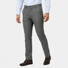 Men's Grey Slim Fit Flat-Front Casual Trousers, हल्का ग्रे, small