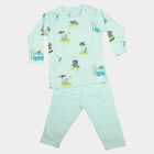 Infants' Aqua Cotton Round Neck Graphic Print Baba Suit, Aqua, small