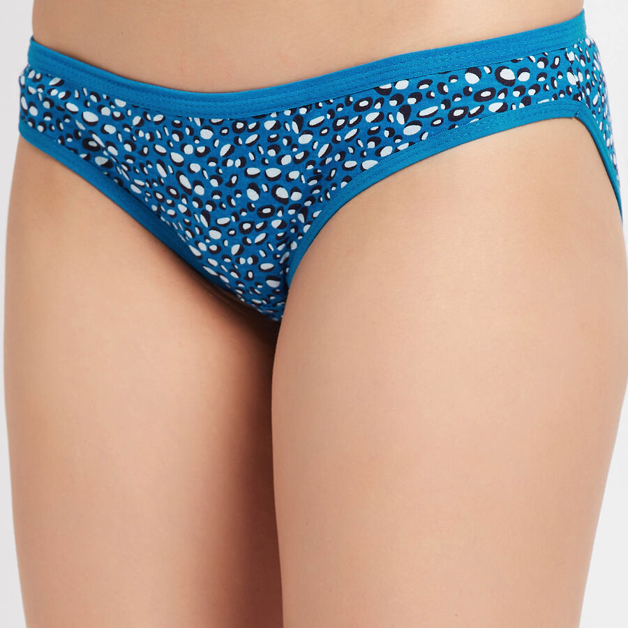 Printed Cotton Panty, Teal Blue, large image number null