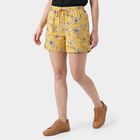 Women's Yellow Regular Fit Floral Printed Shorts, Yellow, small