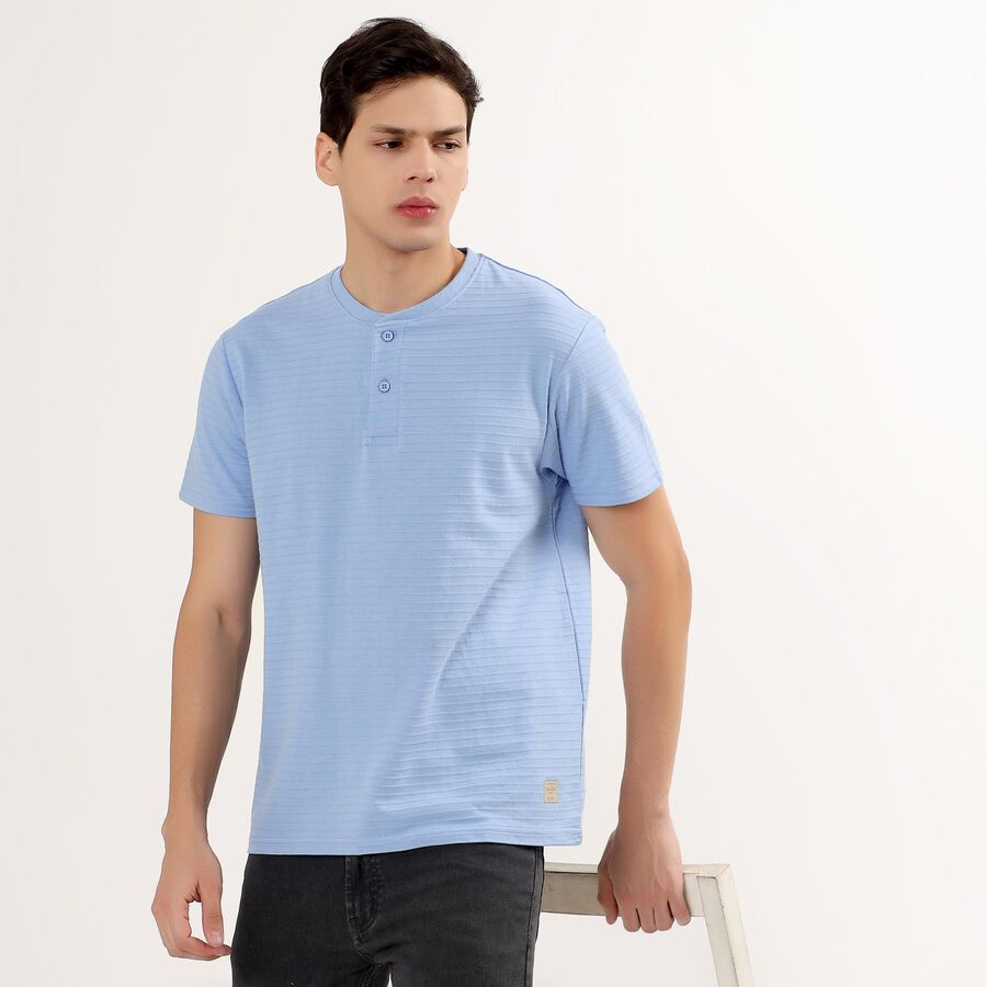 Men's Henley Half Sleeves T-Shirt , हल्का नीला, large image number null