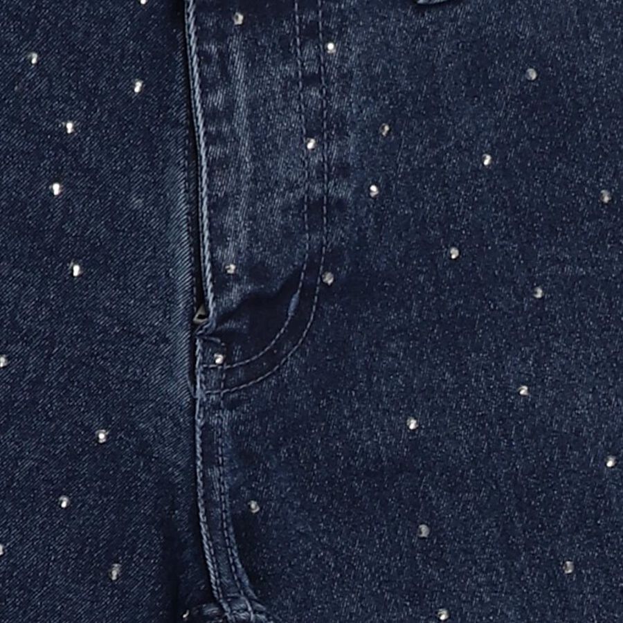 Girls' Deep Indigo Wide-Leg Embroidered Jeans, Mid Blue, large image number null