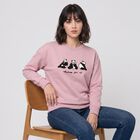Women Lilac Crew Neck Graphic Print Sweatshirt, Lilac, small