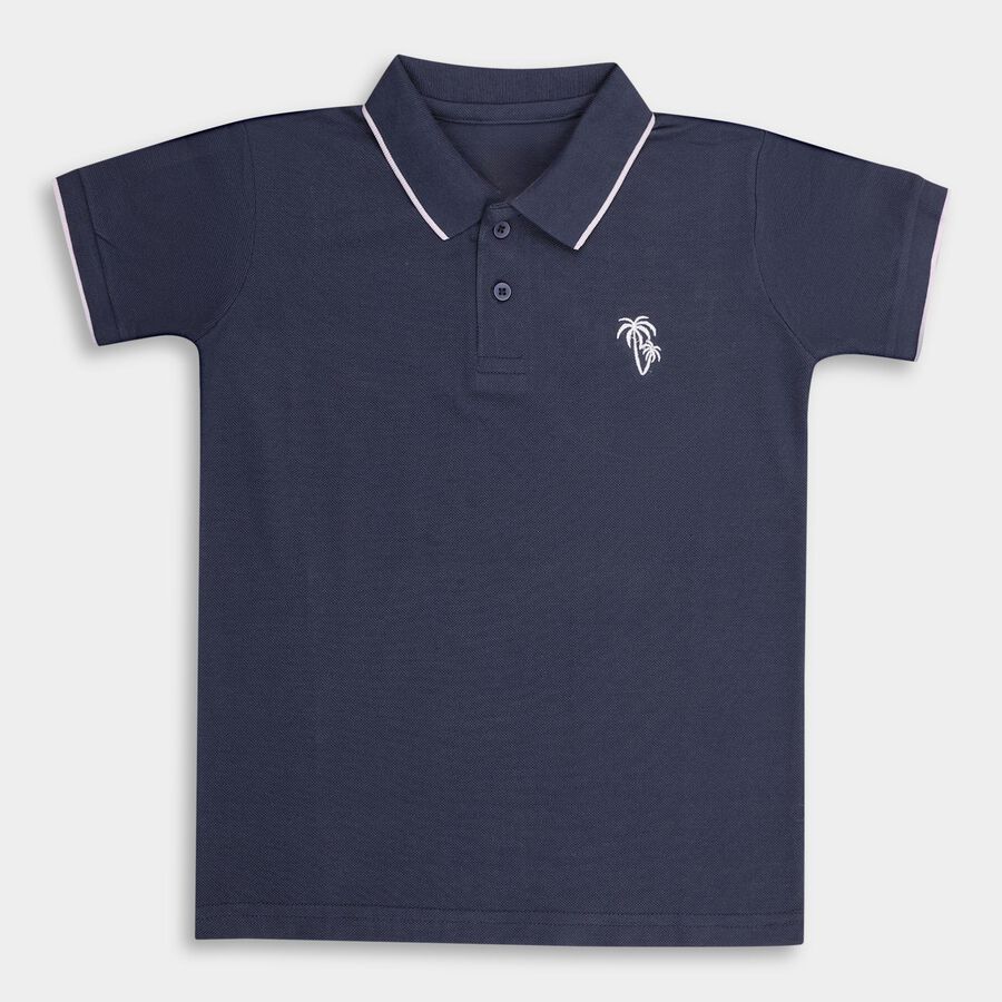 Boys' Half Sleeves T-Shirt, Mid Blue, large image number null