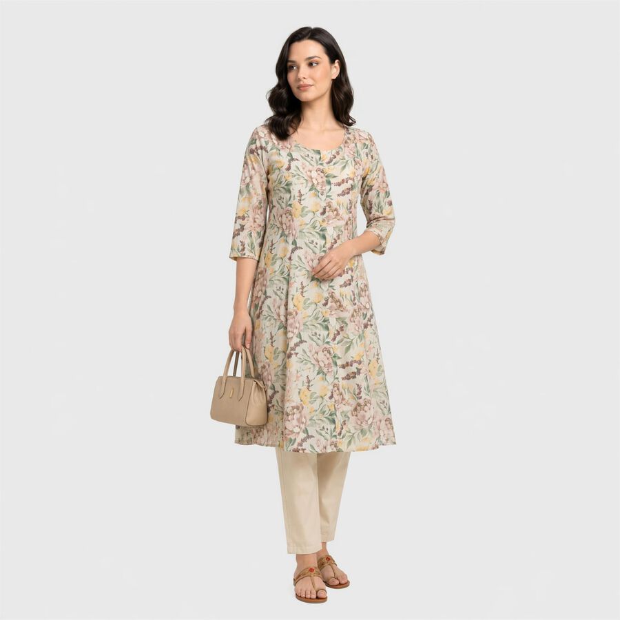 Women's Light Pink Floral Printed Ethnic Set, Light Pink, large