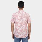 Men's Peach Cotton Spread Collar Classic Casual Shirt, Peach, small