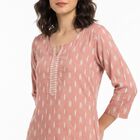 Women's Purple Notch Neck Printed Straight Kurti, बैंगनी, small