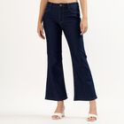 Women's Dark Indigo Flared Fit High-Rise Jeans, Dark Blue, small image number null