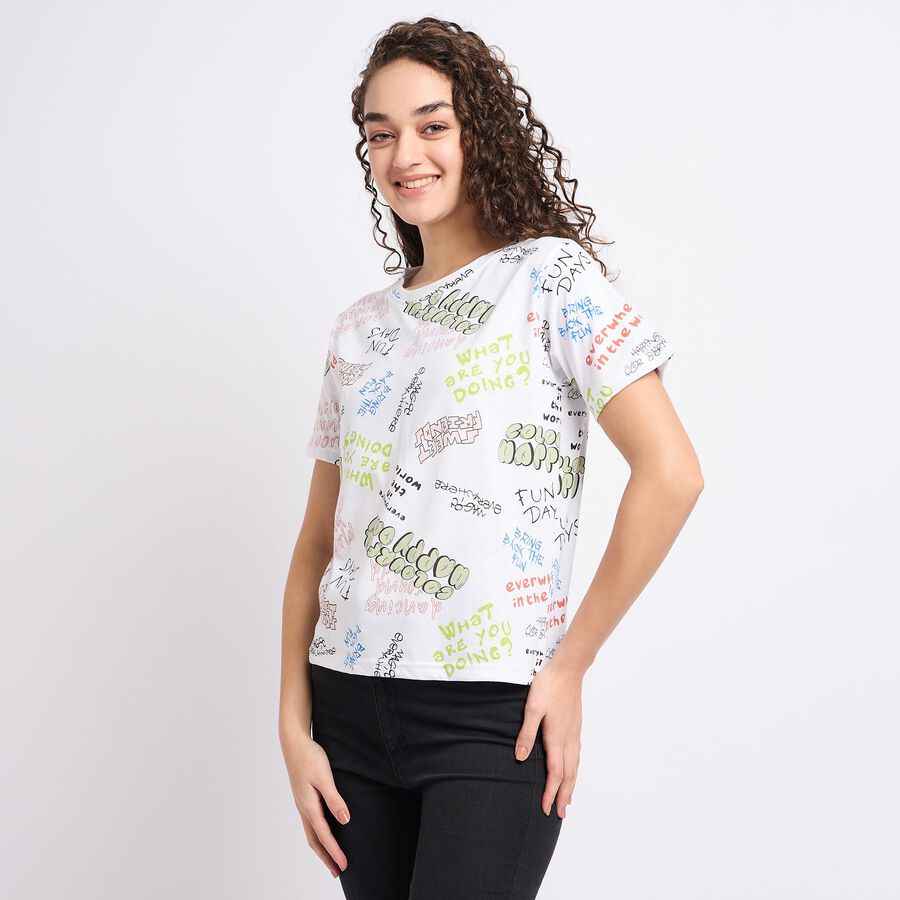 Ladies' Round Neck T-Shirt , सफ़ेद, large image number null