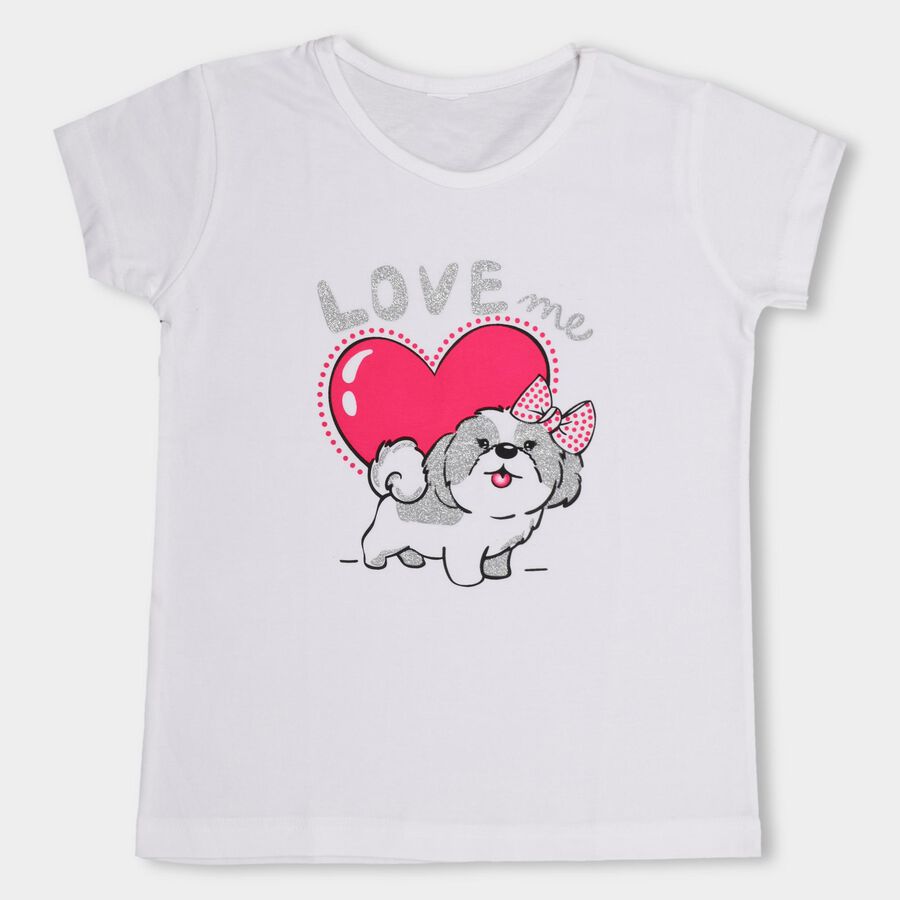 Girls' 100% Cotton T-Shirt, सफ़ेद, large image number null