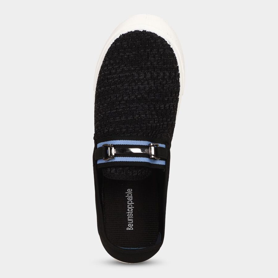 Men's Black Slip-On Casual Shoes, काला, large