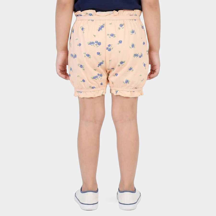 Girls Peach Classic Fit Floral Bloomer Shorts, Peach, large