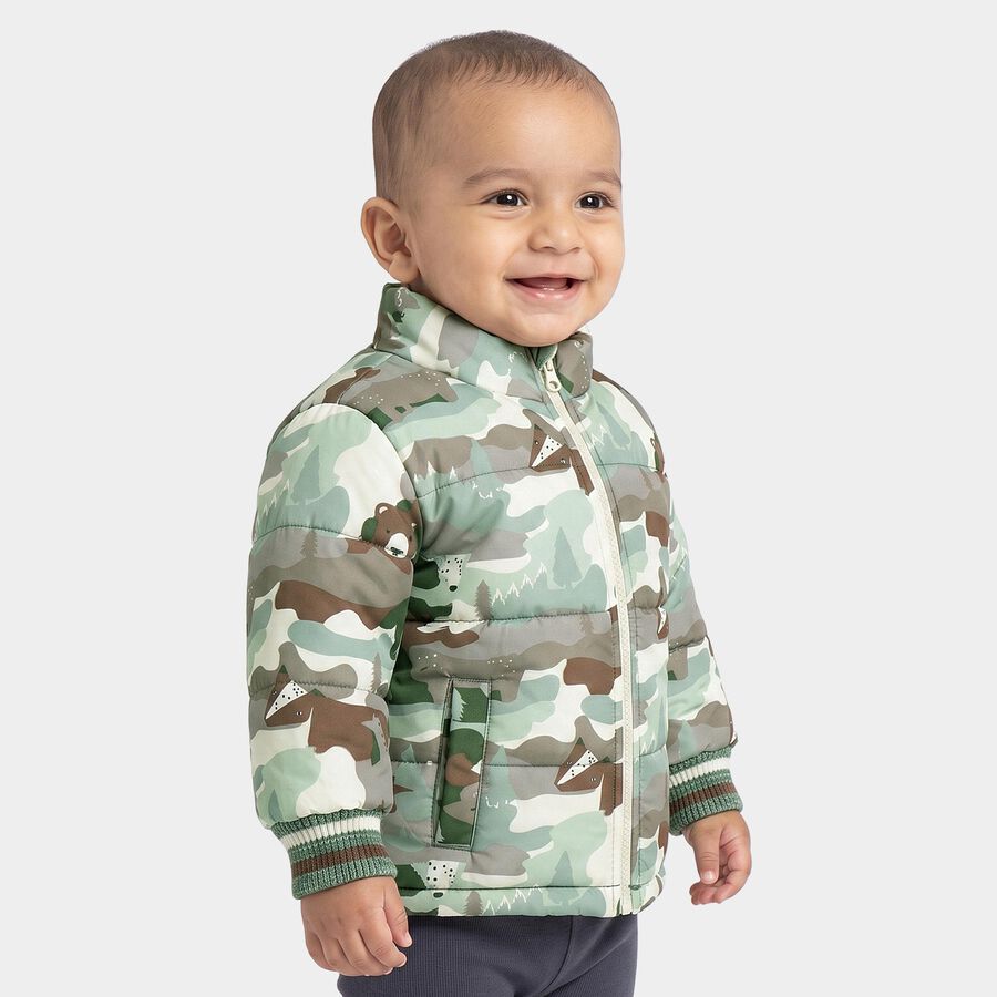 Infants Light Green Stand Collar Puffer Jacket, Light Green, large