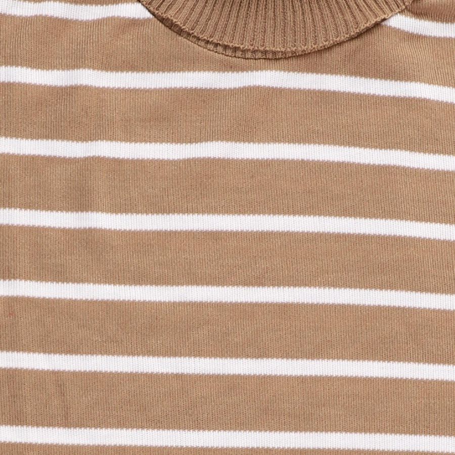 Boys Muted Beige Turtleneck Casual Pullover, Beige, large image number null