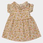 Infants' Off White Regular Fit Floral Printed Ruffle Collar Frock, Off White, small