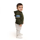 Infants' Olive Hoodie Cuff Sleeve Printed Baba Suit, ओलिव, small image number null