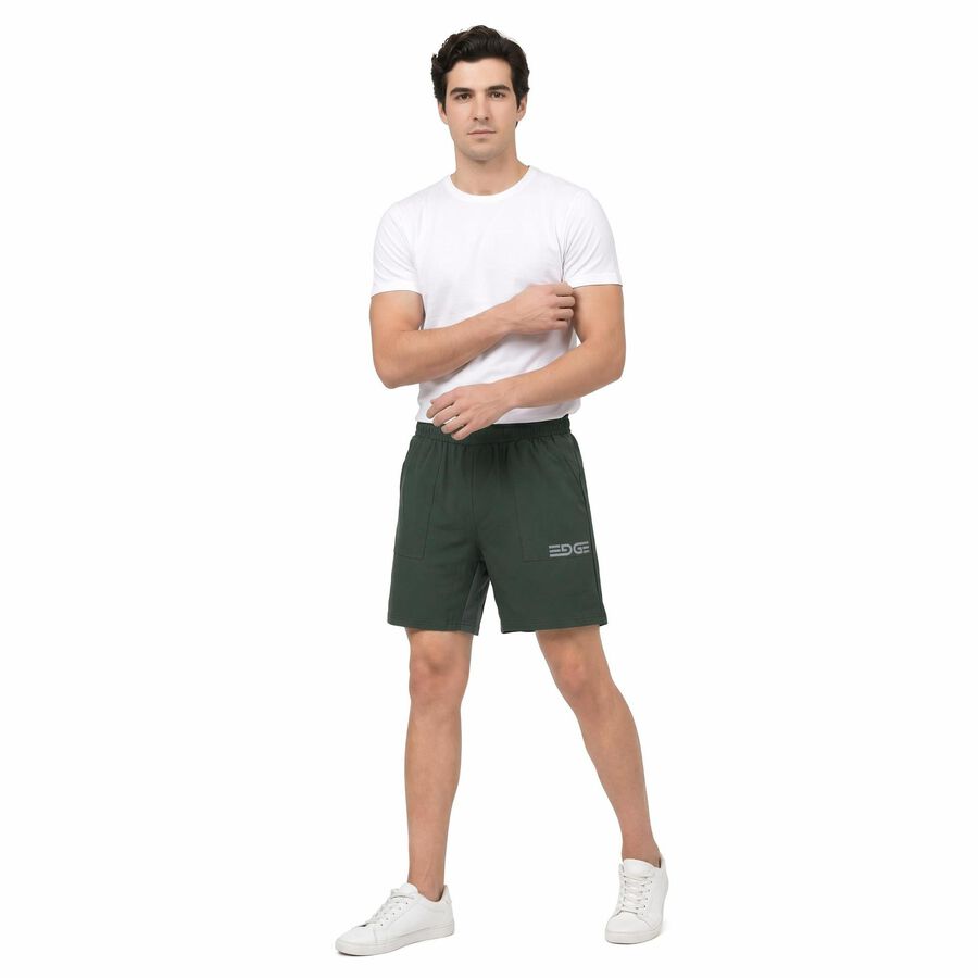 Men's Green Regular Fit Basic Shorts, हल्का हरा, large