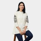 Women's White Round Neck Solid Kurti, सफ़ेद, small